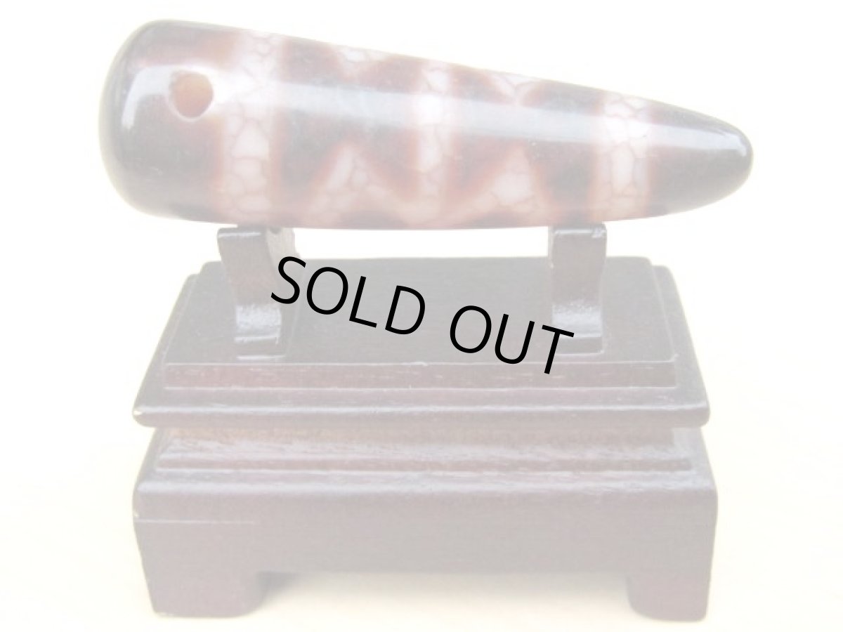 画像3: 牛角老鉱紅玉髄金剛杵天珠置物  (3)