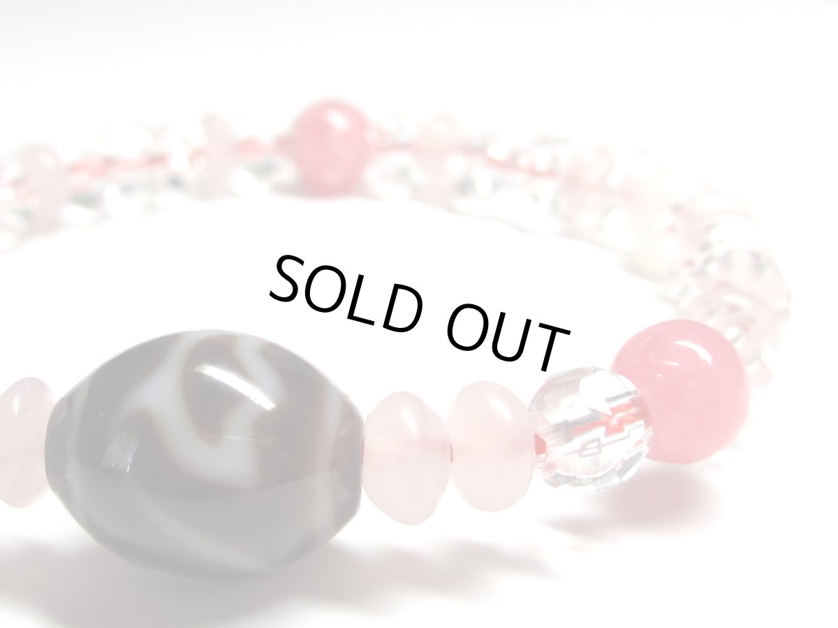 画像4: 水蓮花天珠ブレス・インカローズ・水晶・ローズクォーツ (4)