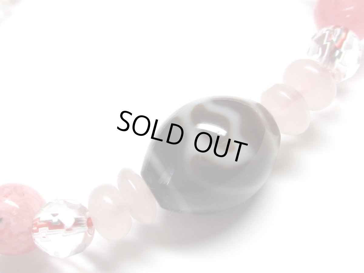 画像2: 水蓮花天珠ブレス・インカローズ・水晶・ローズクォーツ (2)