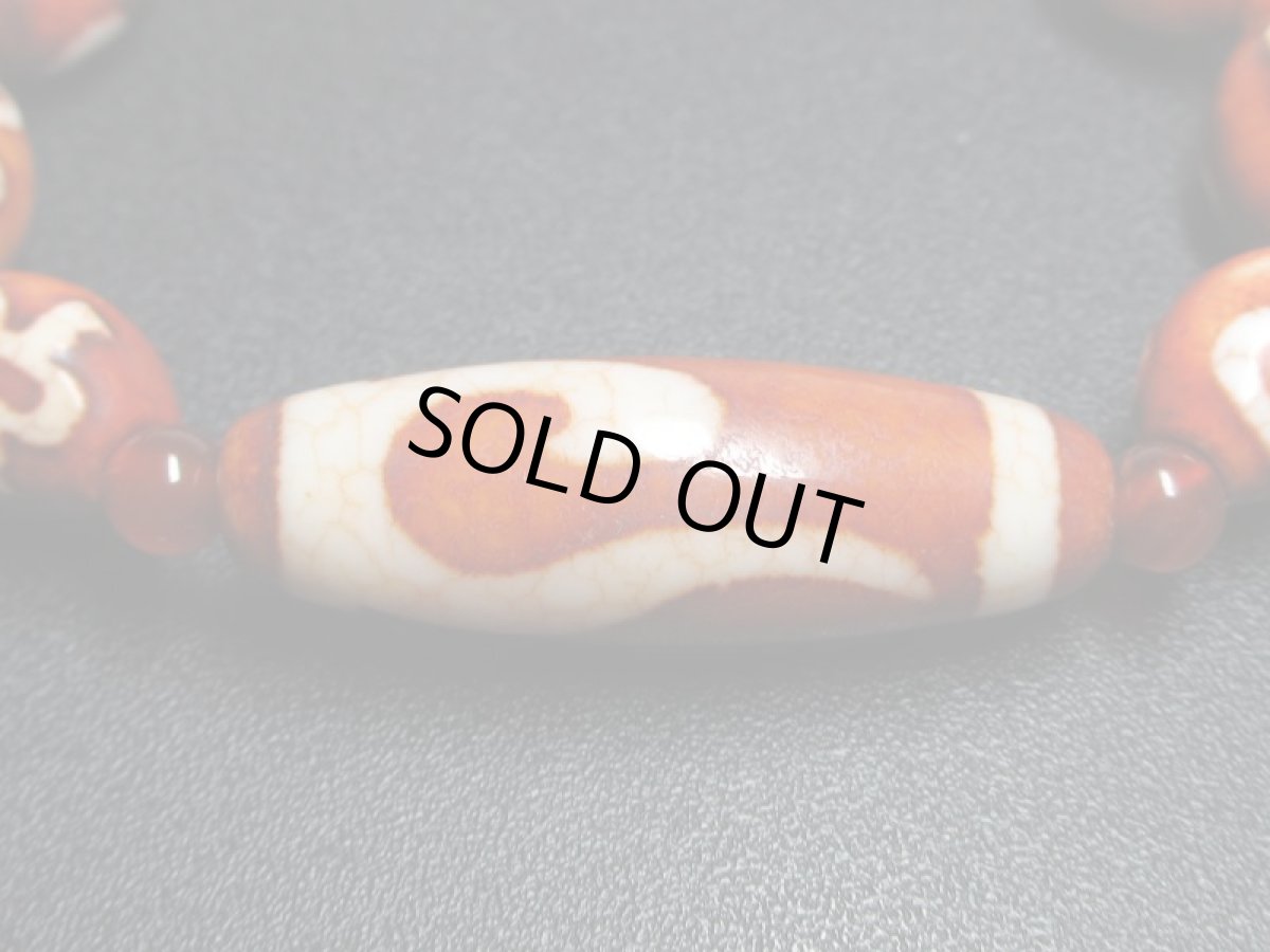 画像2: 如意天珠・水蓮花天珠・太極天珠・日月星天珠・財神天珠・貴人天珠・金銭鉤天珠・赤瑪瑙ブレスレット (2)