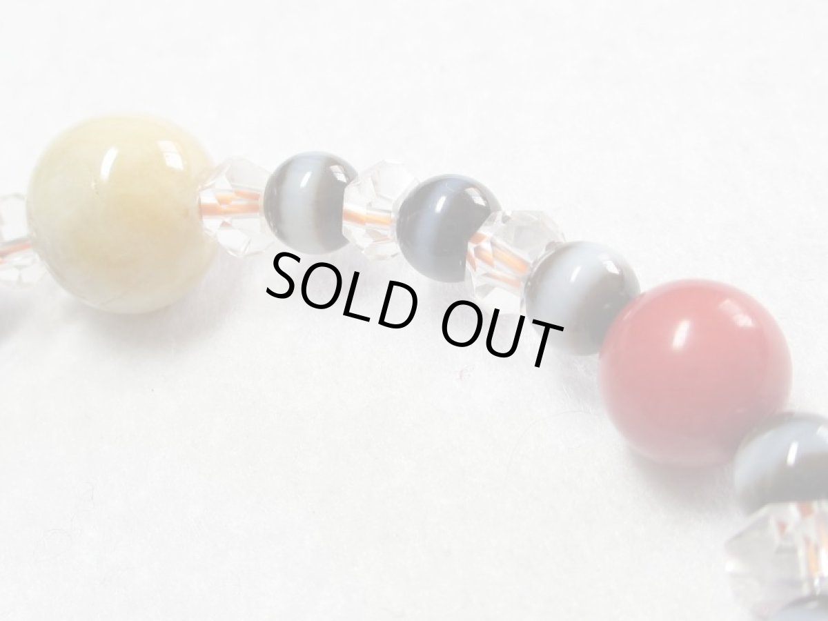 画像5: 日月天珠ブレス・線天珠・珊瑚(染め)・水晶【130711】  (5)