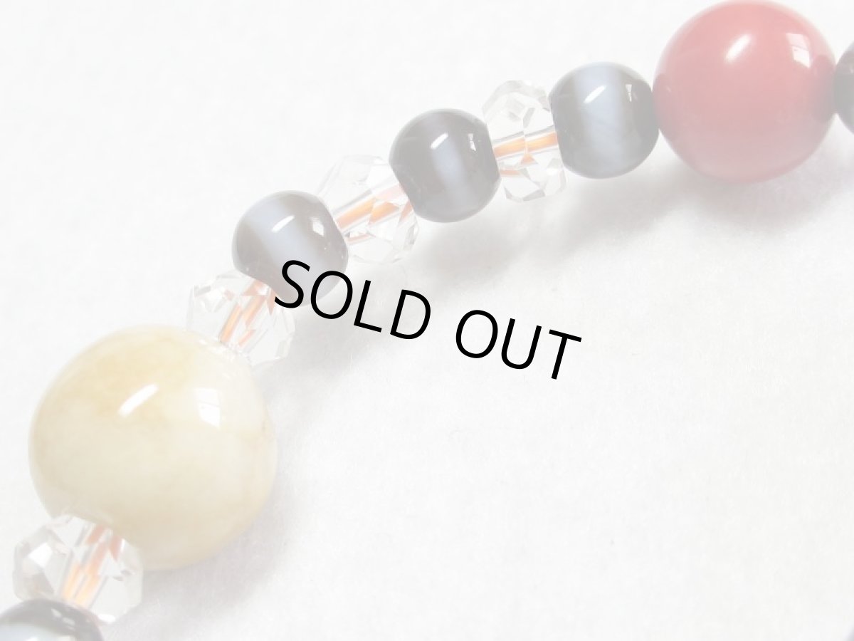 画像4: 日月天珠ブレス・線天珠・珊瑚(染め)・水晶【130711】  (4)