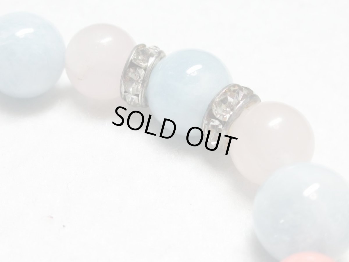 画像3: 水紋天珠ブレス・サンゴ・インカローズ・アクアマリン・ローズクォーツ【130712】  (3)