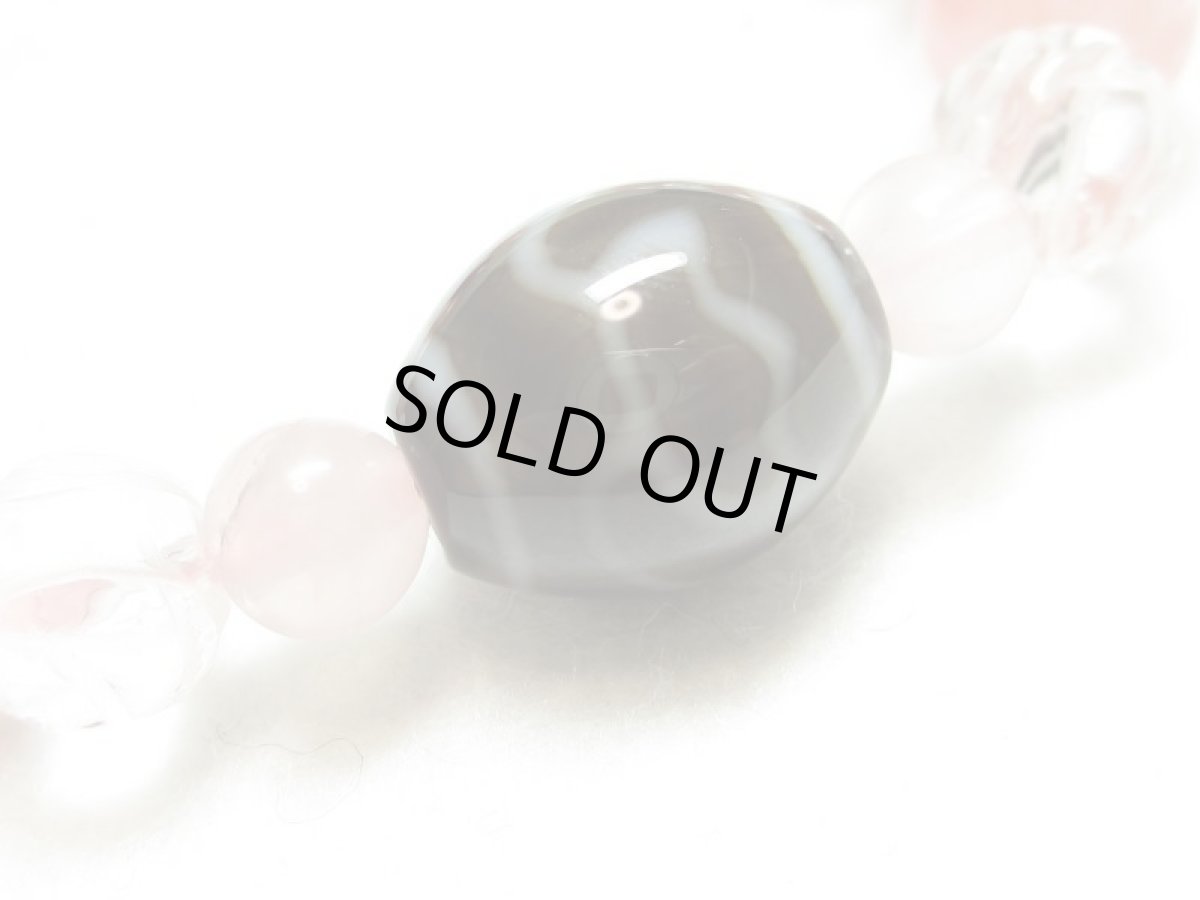 画像2: 水蓮花天珠ブレス・インカローズ・ローズクォーツ・珊瑚(染め)【130712】  (2)