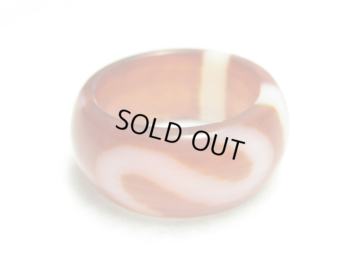 画像3: 老鉱朱砂紅天珠・水蓮花天珠 金銭鉤天珠 一眼天珠指輪 リング (3)