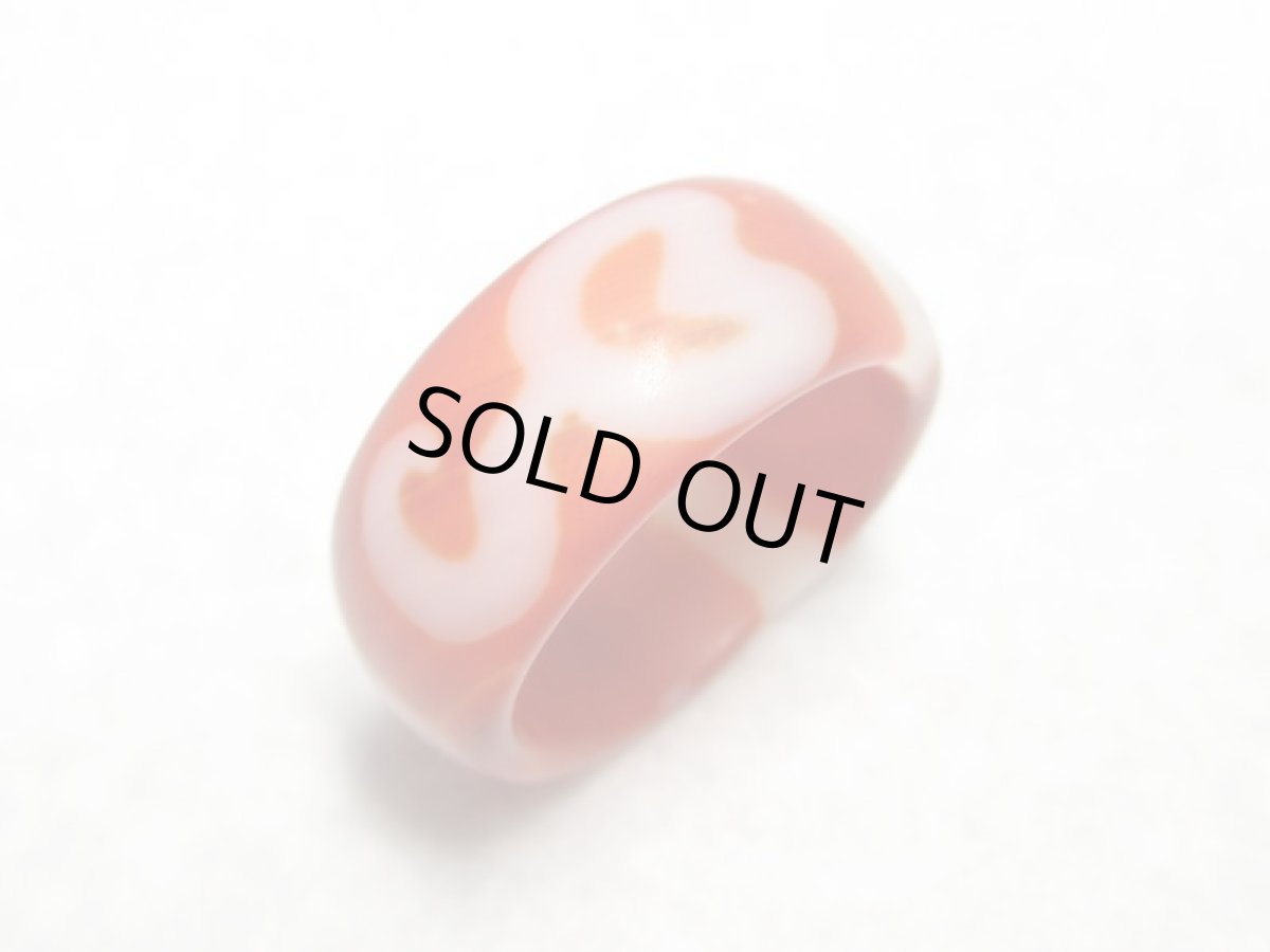 画像3: 老鉱朱砂紅天珠・水蓮花天珠 金銭鉤天珠 一眼天珠指輪 リング　15.4mm　 (3)