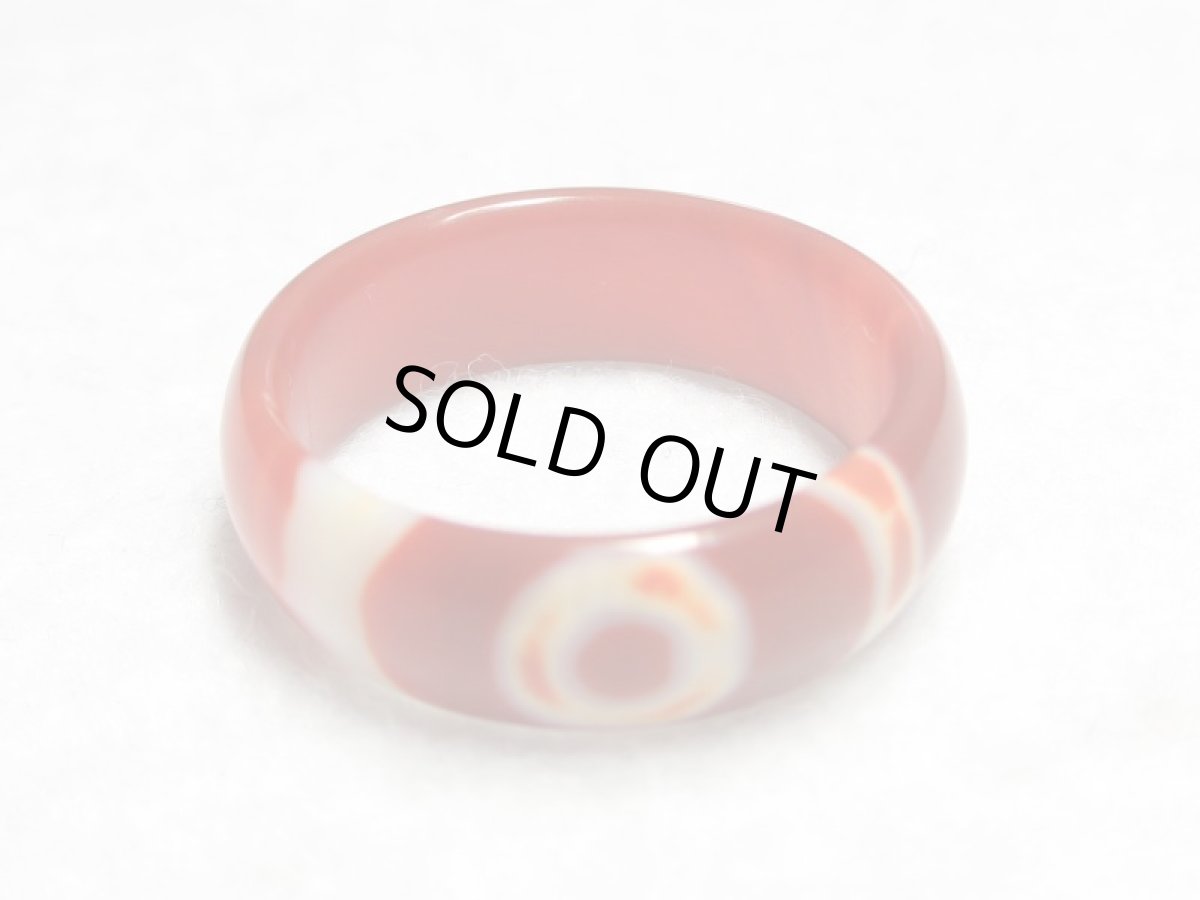 画像2: 老鉱朱砂紅天珠・一眼天珠指輪 リング 19号 (2)