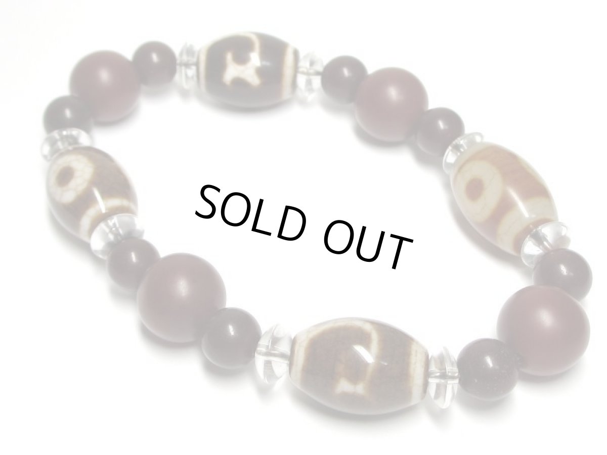 画像2: 三眼天珠・如意樹(緑度母)天珠・カーネリアン・水晶ブレスレット (2)