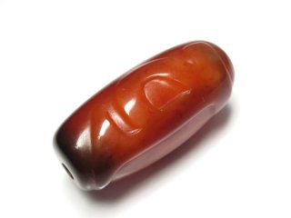 天地 天珠 朱砂紅肉橘 チベット 天珠ワールドNo.4 ◇限定入荷！紅天珠◇チベット発祥の厄除け・開運お守り◇ころん