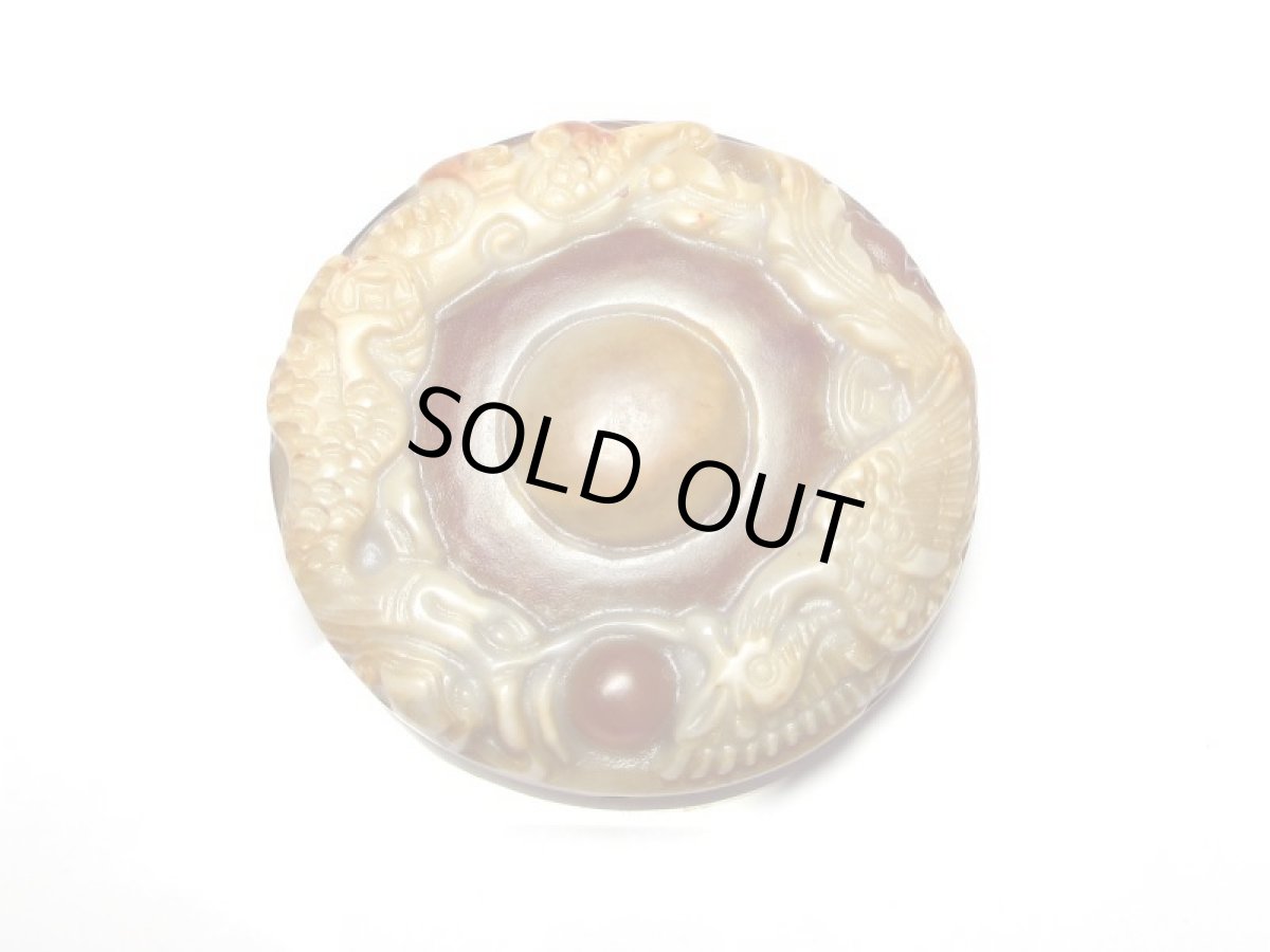 画像2: 老鉱朱砂紅天珠　彫刻　龍鳳戯珠・如意樹（緑度母）天珠 (2)