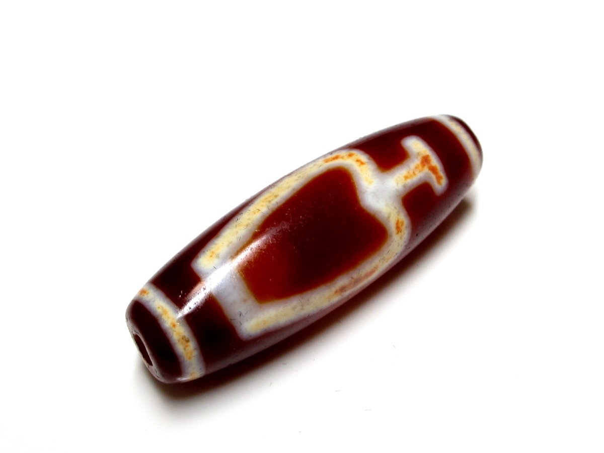 画像1: 老鉱朱砂紅・宝瓶天珠 38mm (1)
