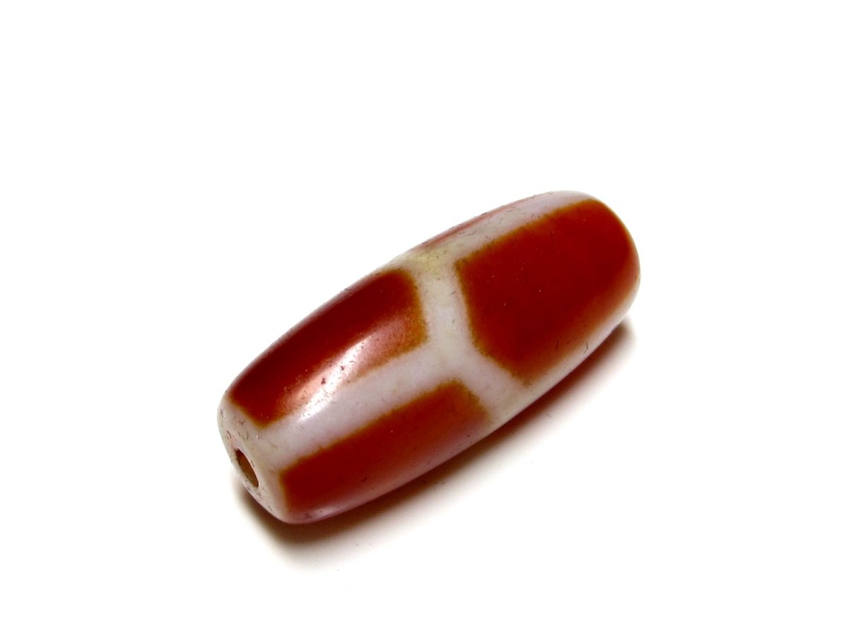 画像1: 老鉱朱砂紅・亀甲長壽天珠 28.5mm (1)