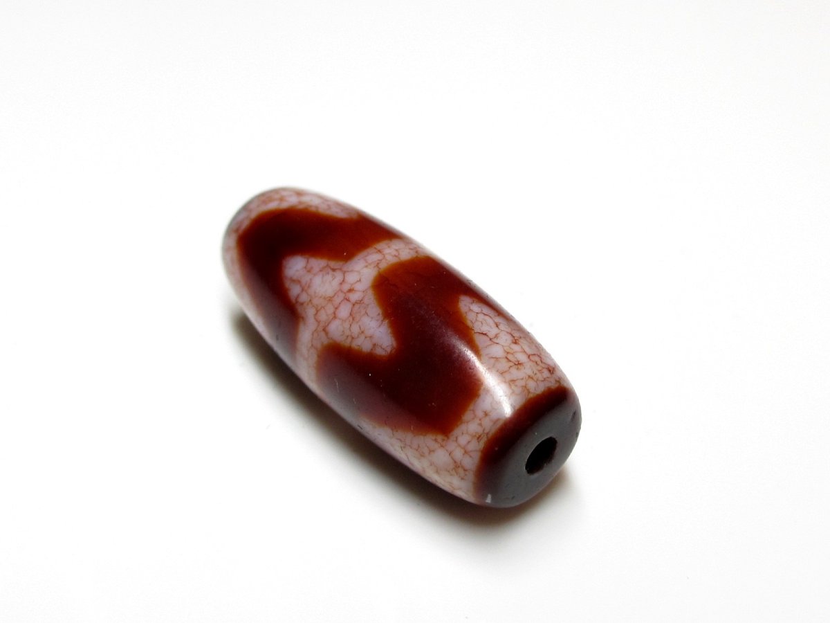 画像6: 高級老鉱朱砂紅・四線虎牙天珠 30mm (6)