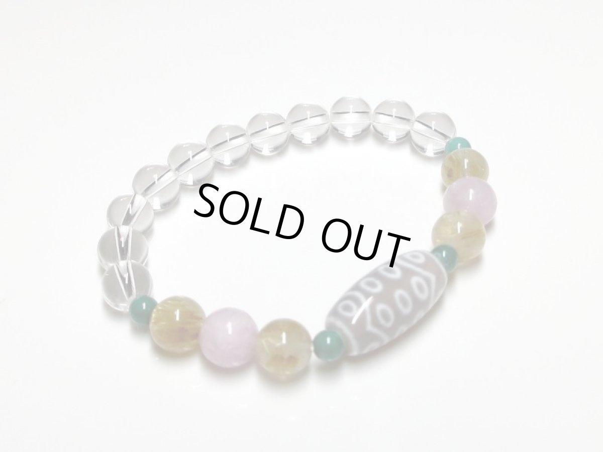 画像3: 二十一眼天珠ブレス・クンツァイト・ルチル水晶 (3)